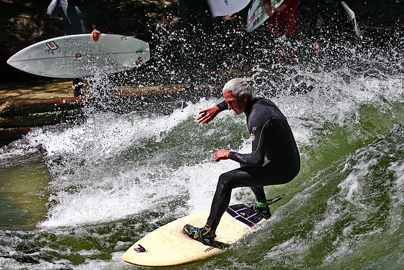 Surfer at the Eisbach Englischer Garten Munich