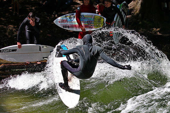 Surfer at the Eisbach Englischer Garten Munich