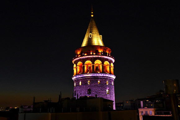Galata Tower at night in Istanbul