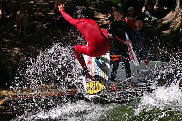 Surfer at the Eisbach Englischer Garten Munich