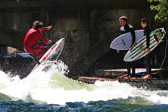Surfer at the Eisbach Englischer Garten Munich